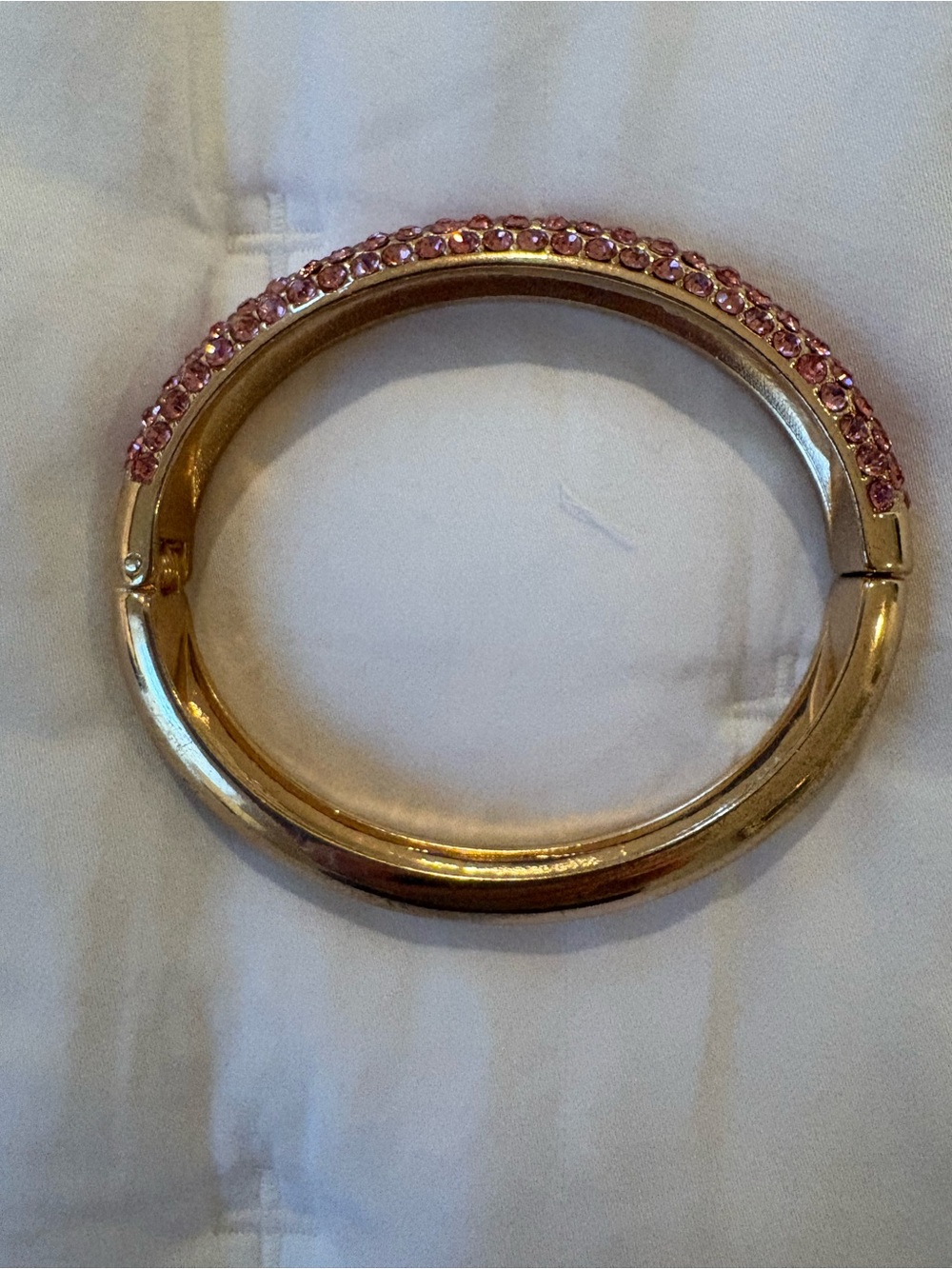 Gold-Tone Bangle Bracelet with Pink Crystals - Women's Jewelry